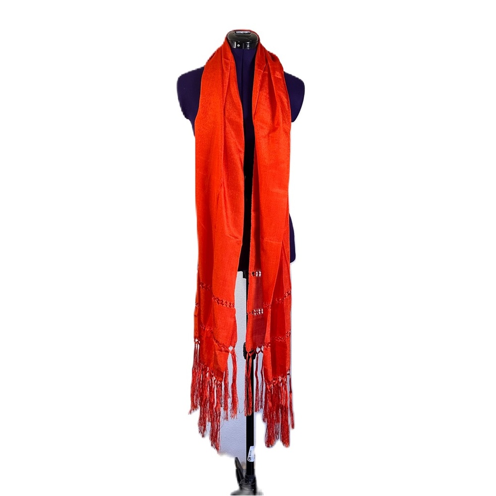 Orange Fringe Tassel Scarf